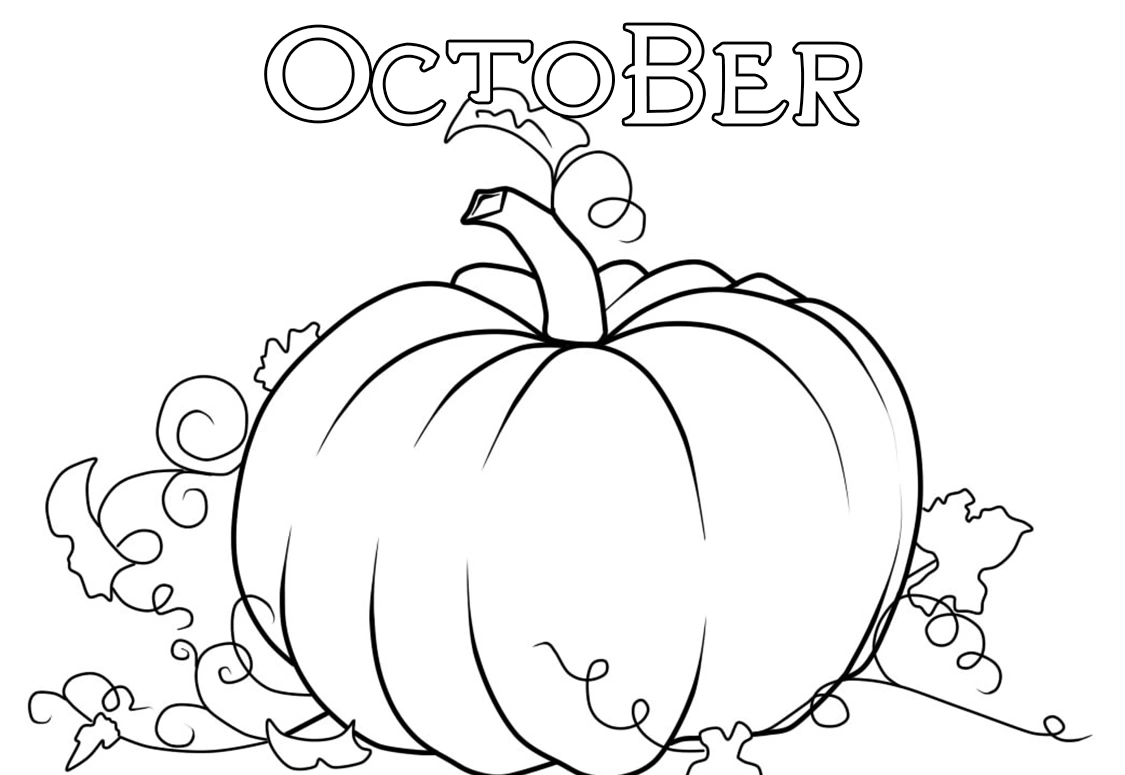 October pumpkin coloring page